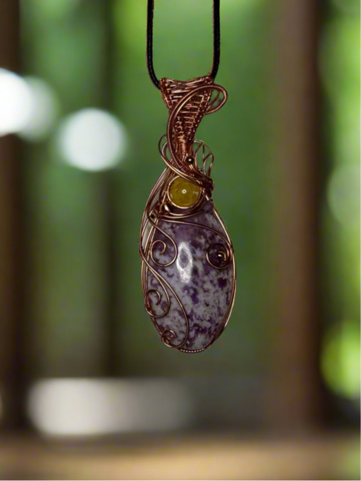 Lepidolite & Yellow Agate in Copper