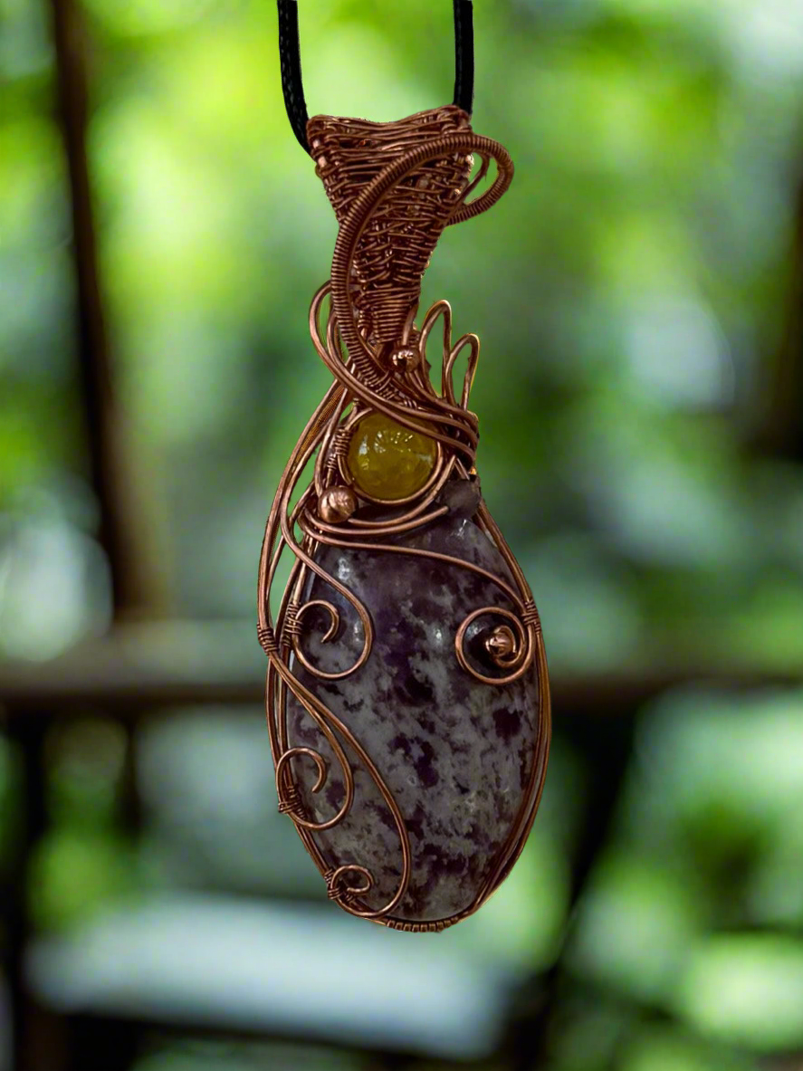 Lepidolite & Yellow Agate in Copper