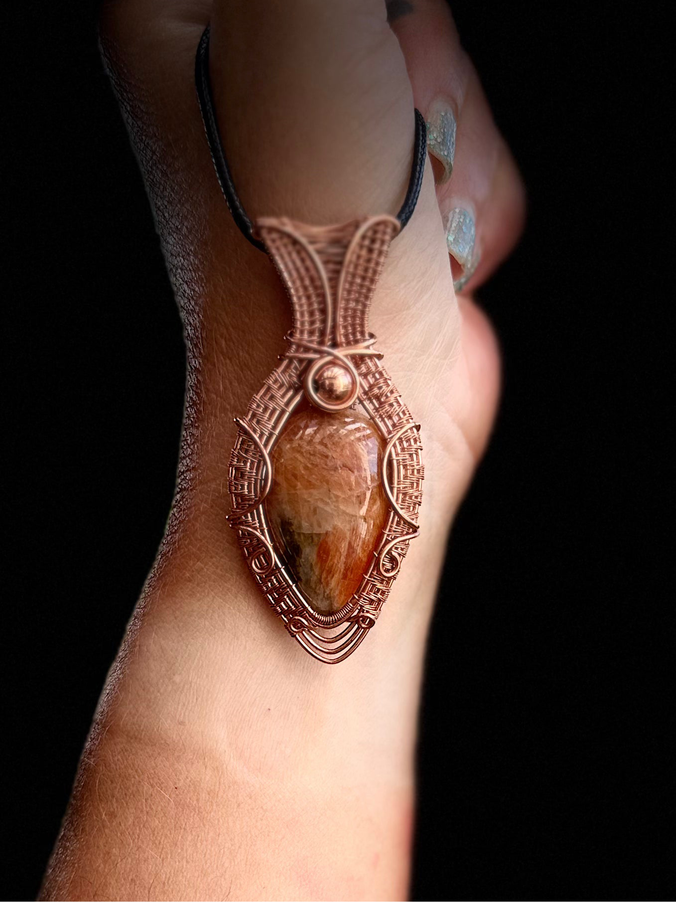 Orange Calcite in Copper