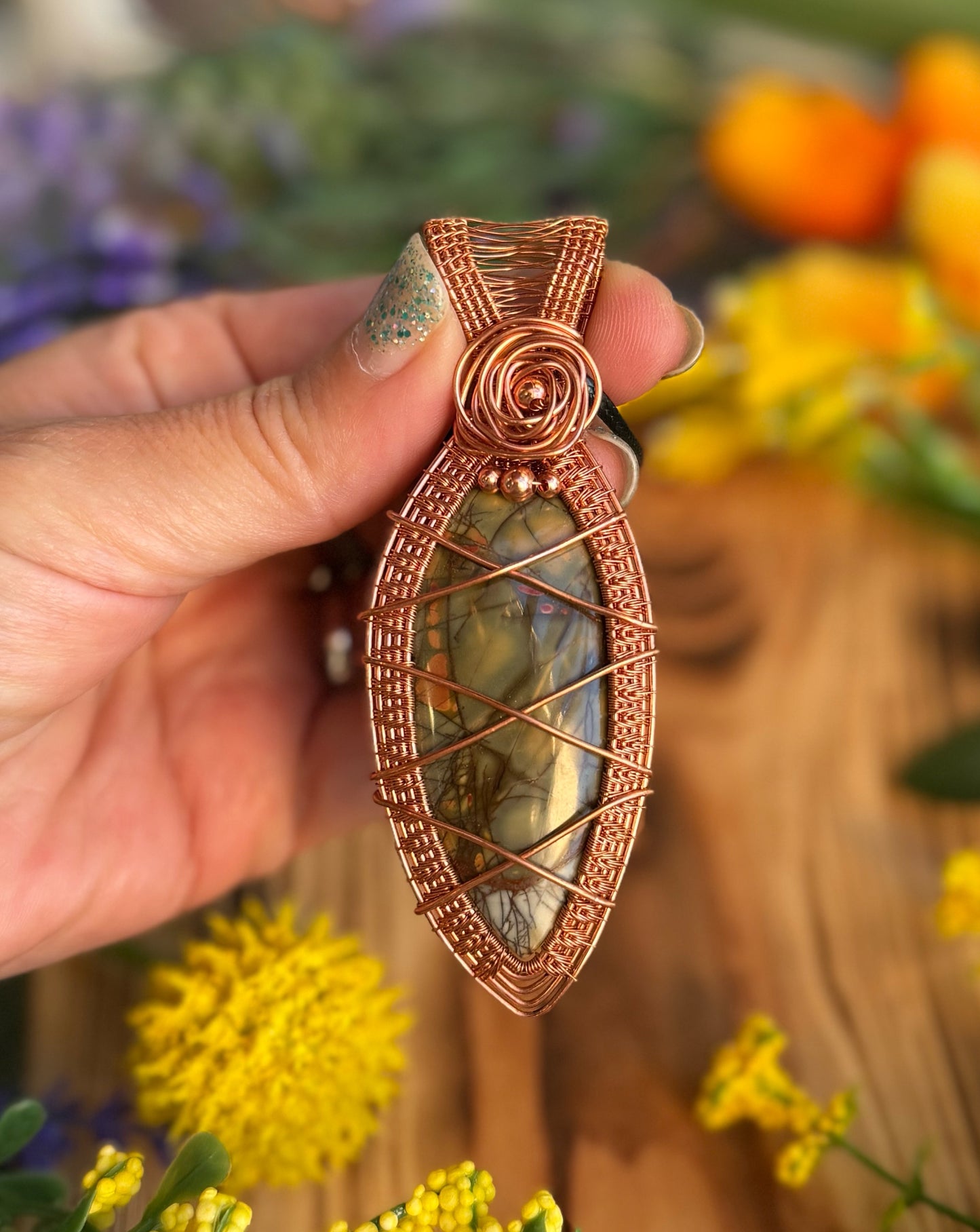 Red Creek Jasper Set in Copper