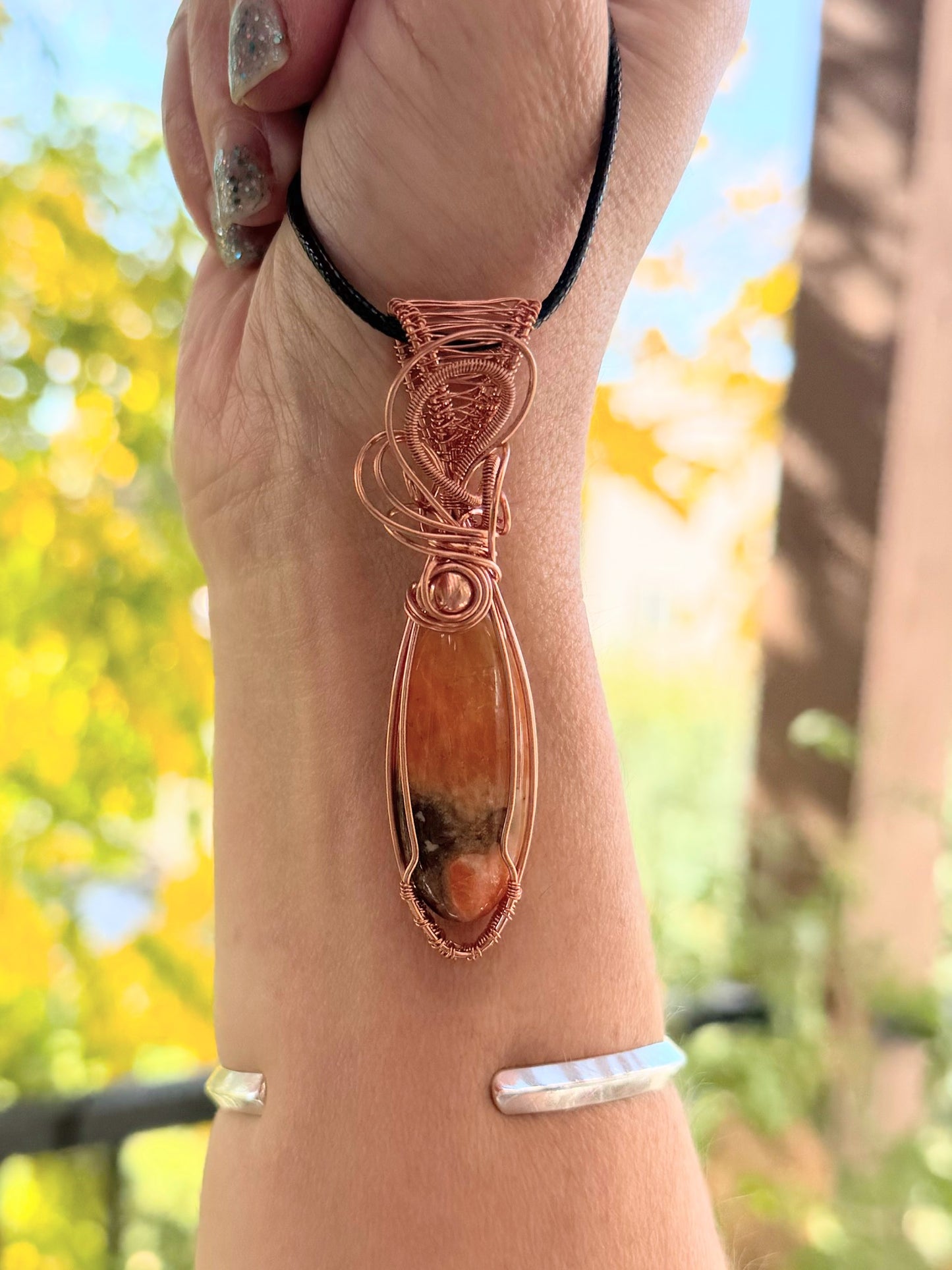 Orange Calcite in Copper