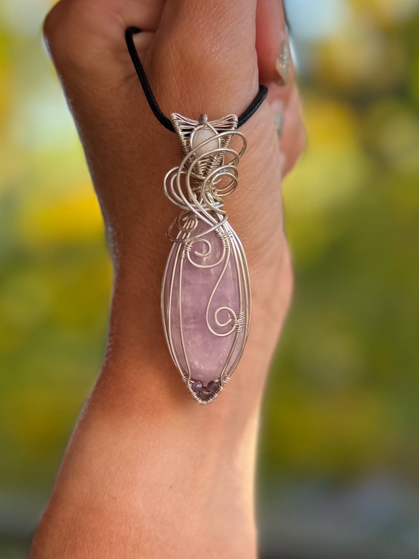 Kunzite & White Quartz & Amethyst in Sterling Silver