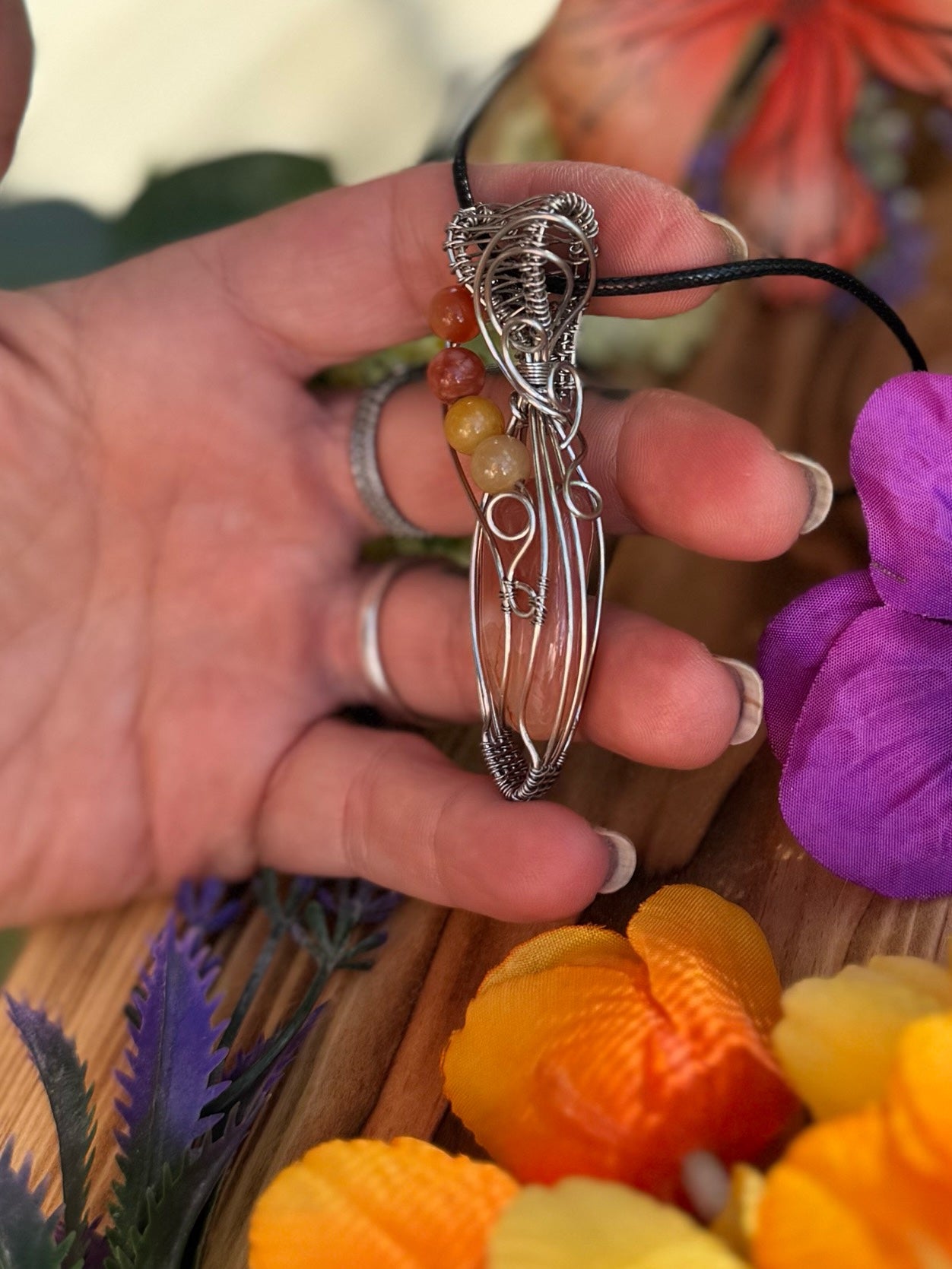 Peach Agate in Stainless Steel