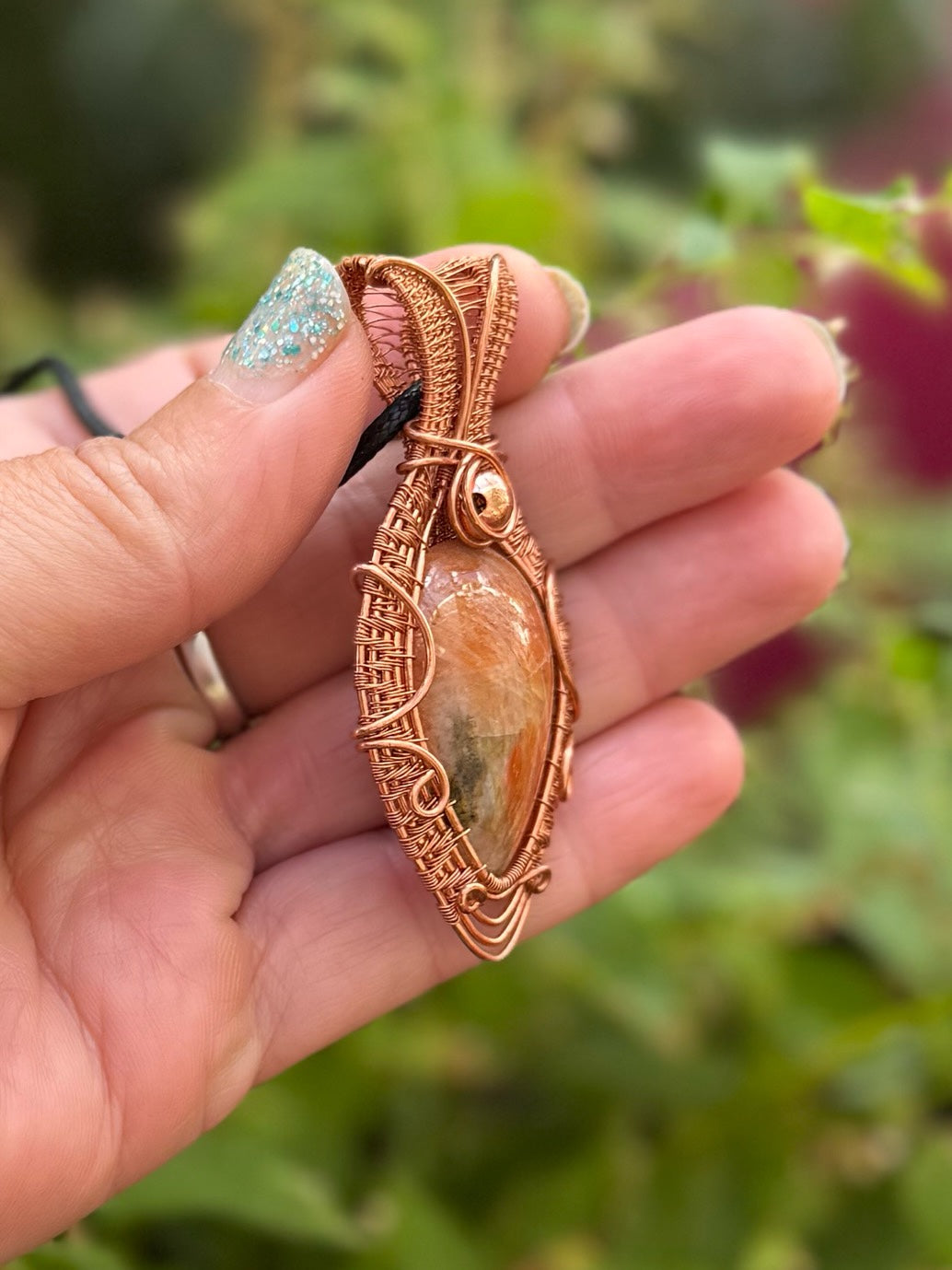 Orange Calcite in Copper