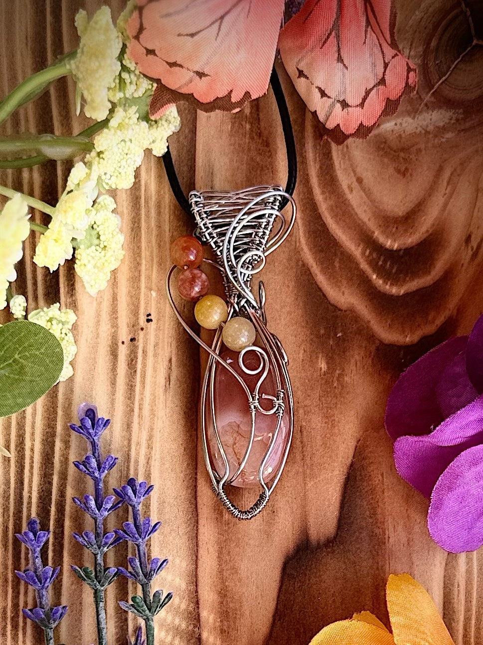 Peach Agate in Stainless Steel