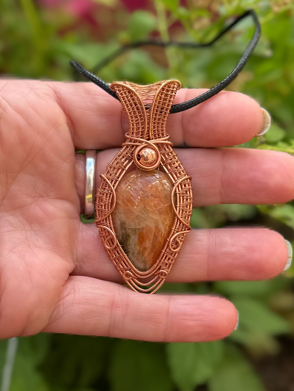 Orange Calcite in Copper