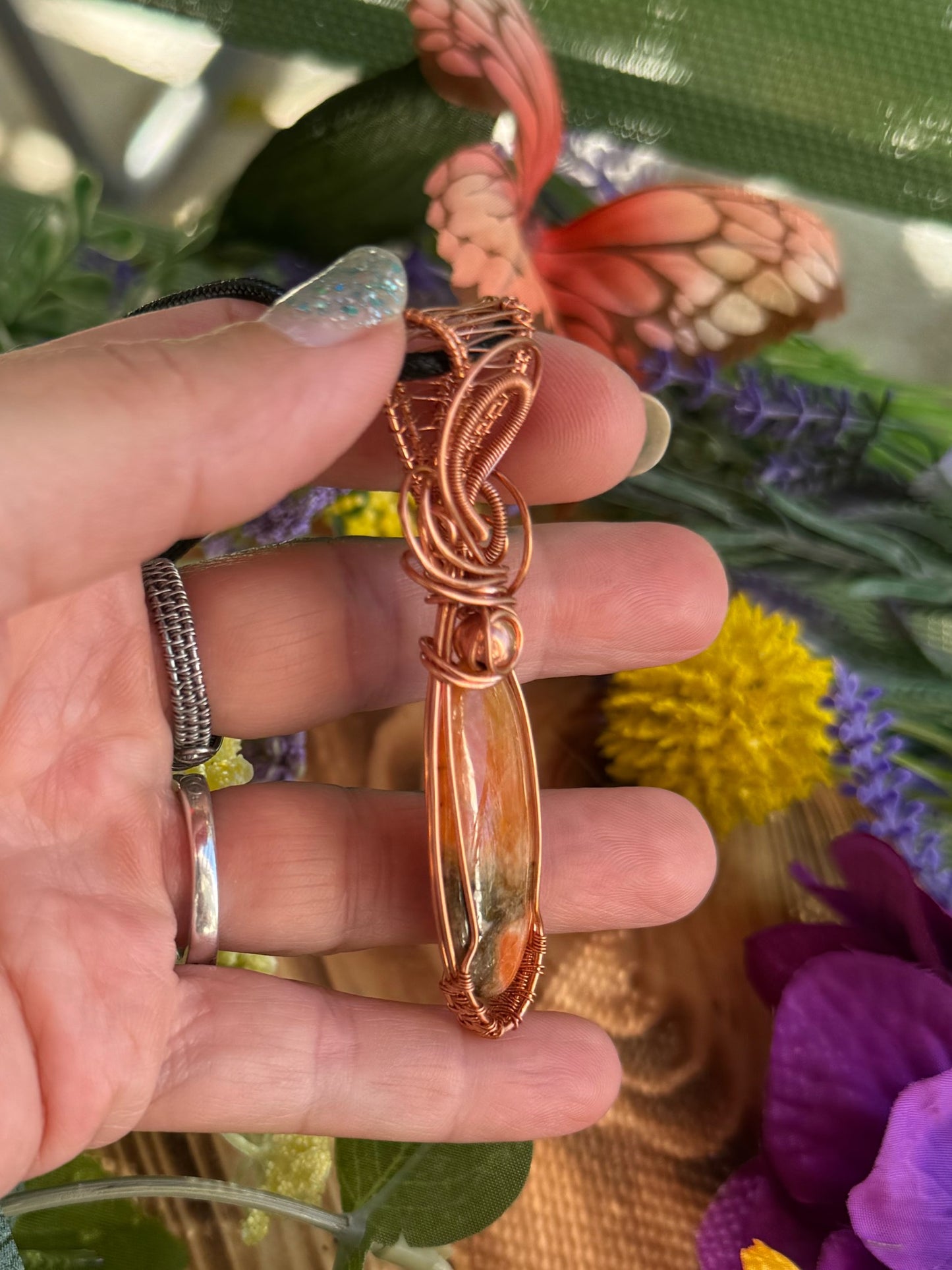 Orange Calcite in Copper