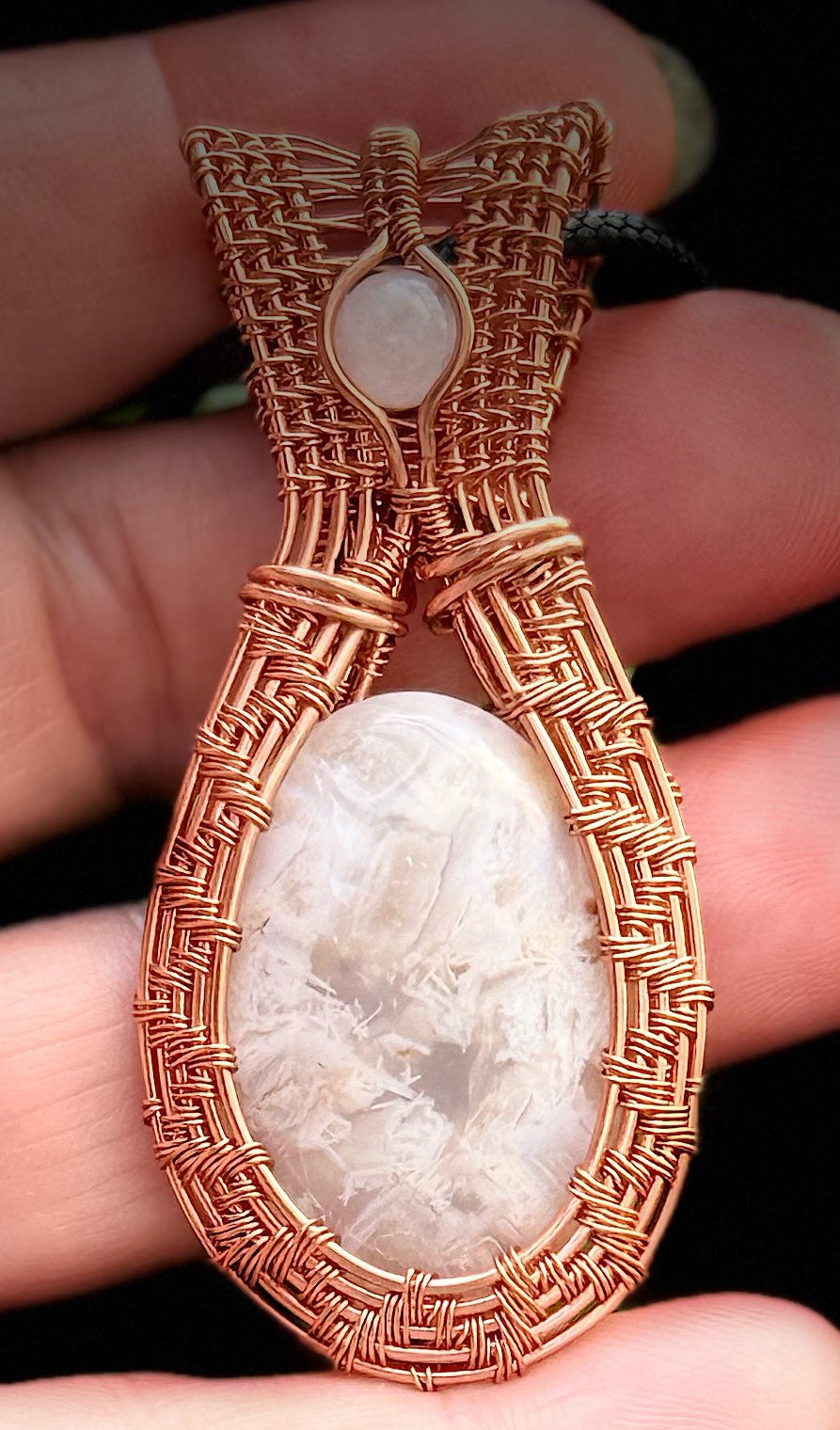 Chalcedony & Rose Quartz in Copper