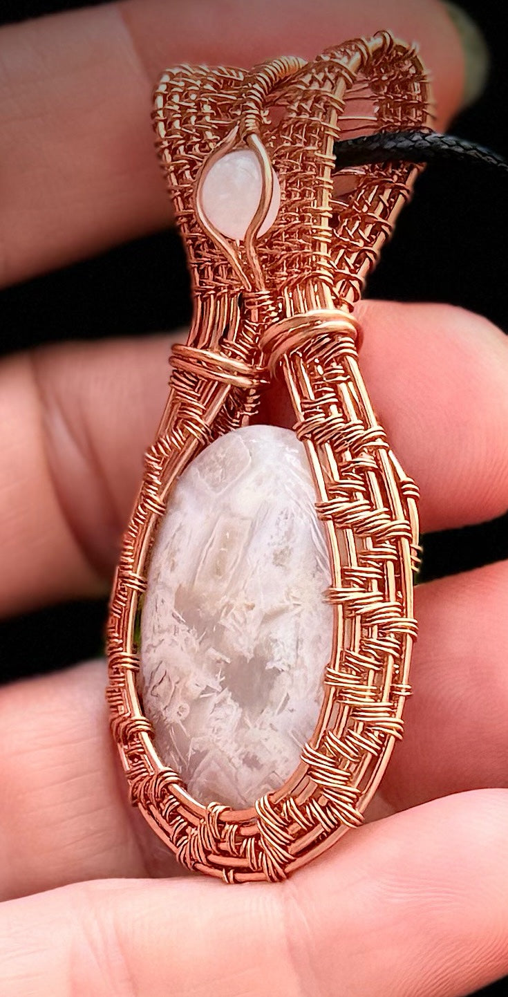 Chalcedony & Rose Quartz in Copper