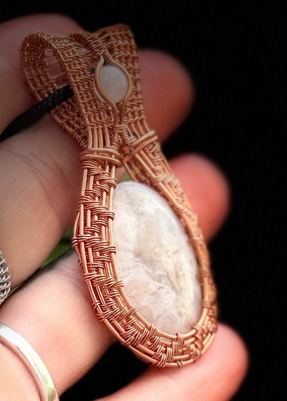 Chalcedony & Rose Quartz in Copper