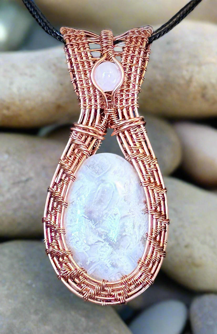 Chalcedony & Rose Quartz in Copper
