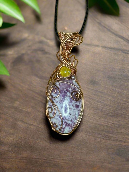 Lepidolite & Yellow Agate in Copper
