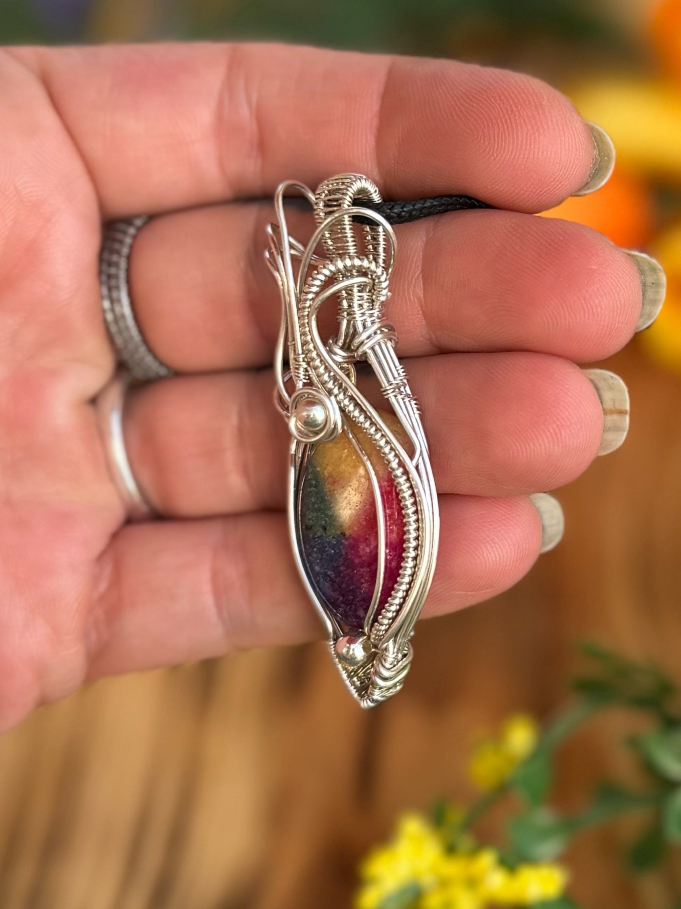 Dyed Solar Quartz in Sterling Silver