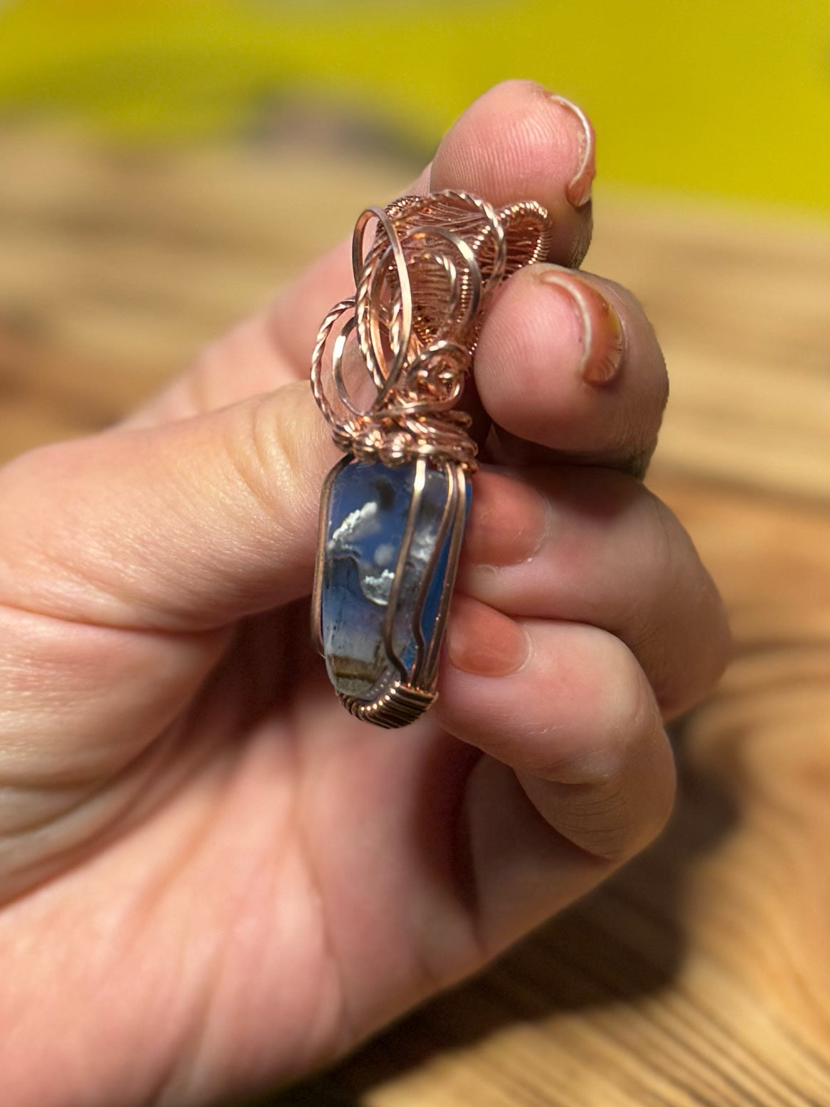 Chrysocolla w/Natural Copper and Aurora Opal in Copper