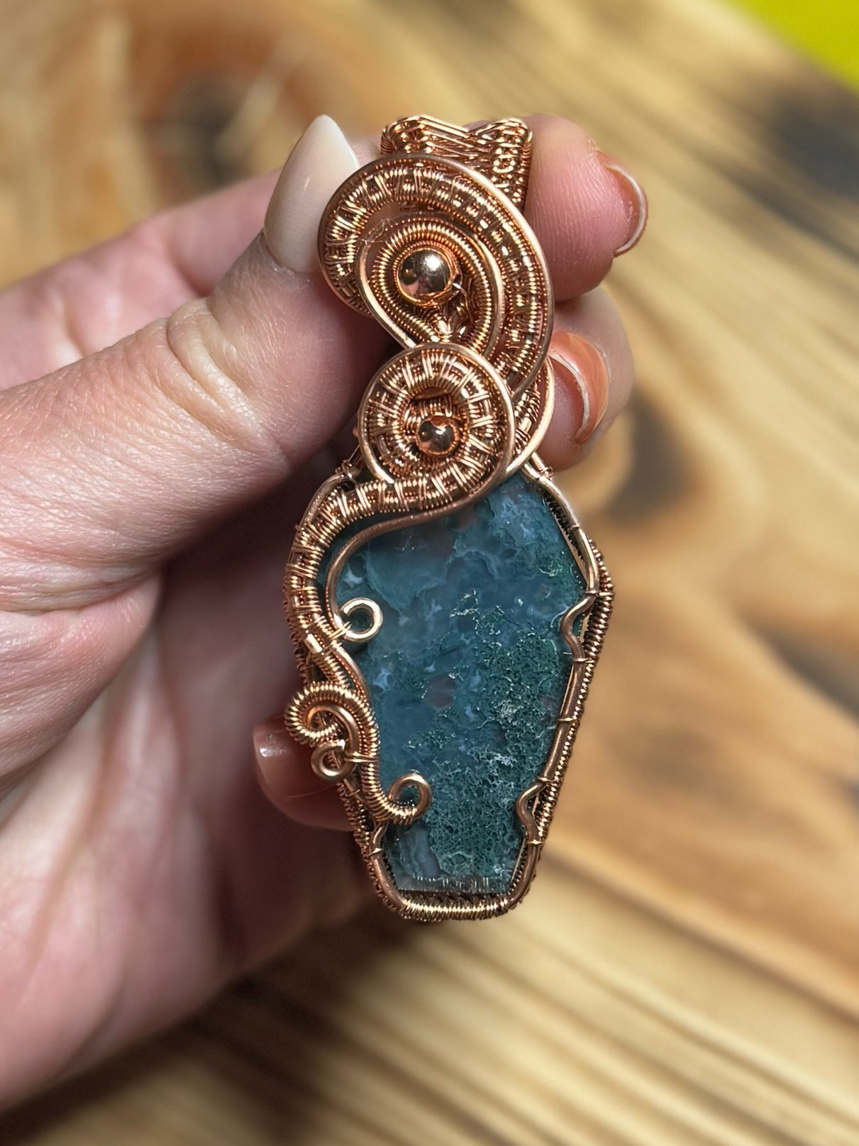 Moss Agate in Copper