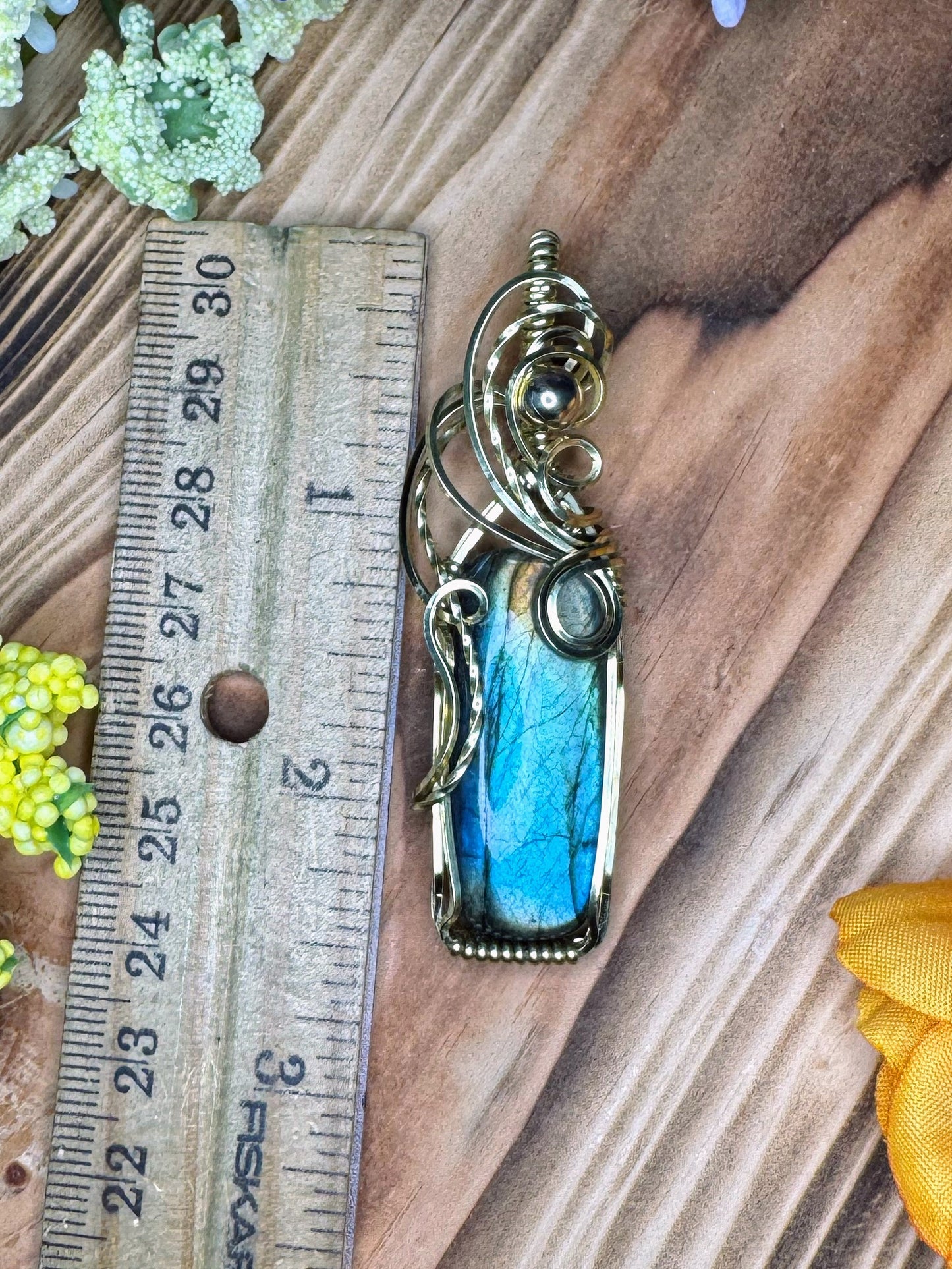 Labradorite in Brass