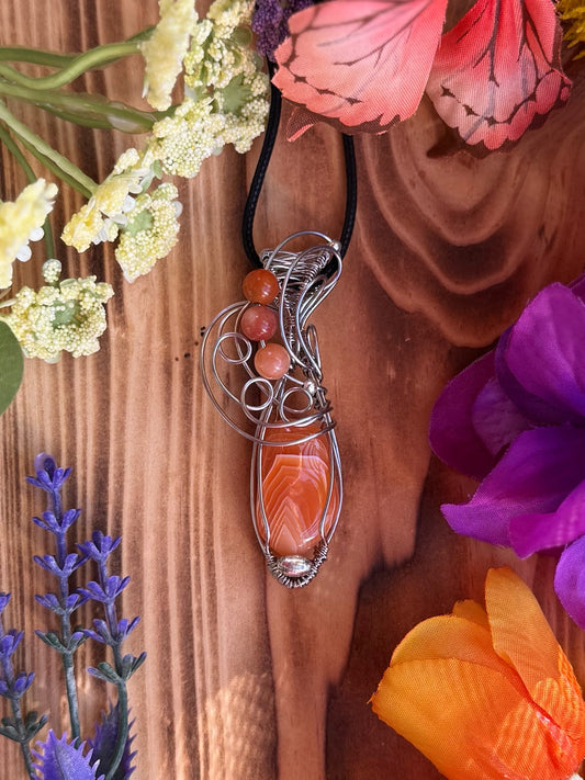 Peach Agate in Stainless Steel