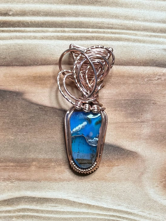 Chrysocolla w/Natural Copper and Aurora Opal in Copper