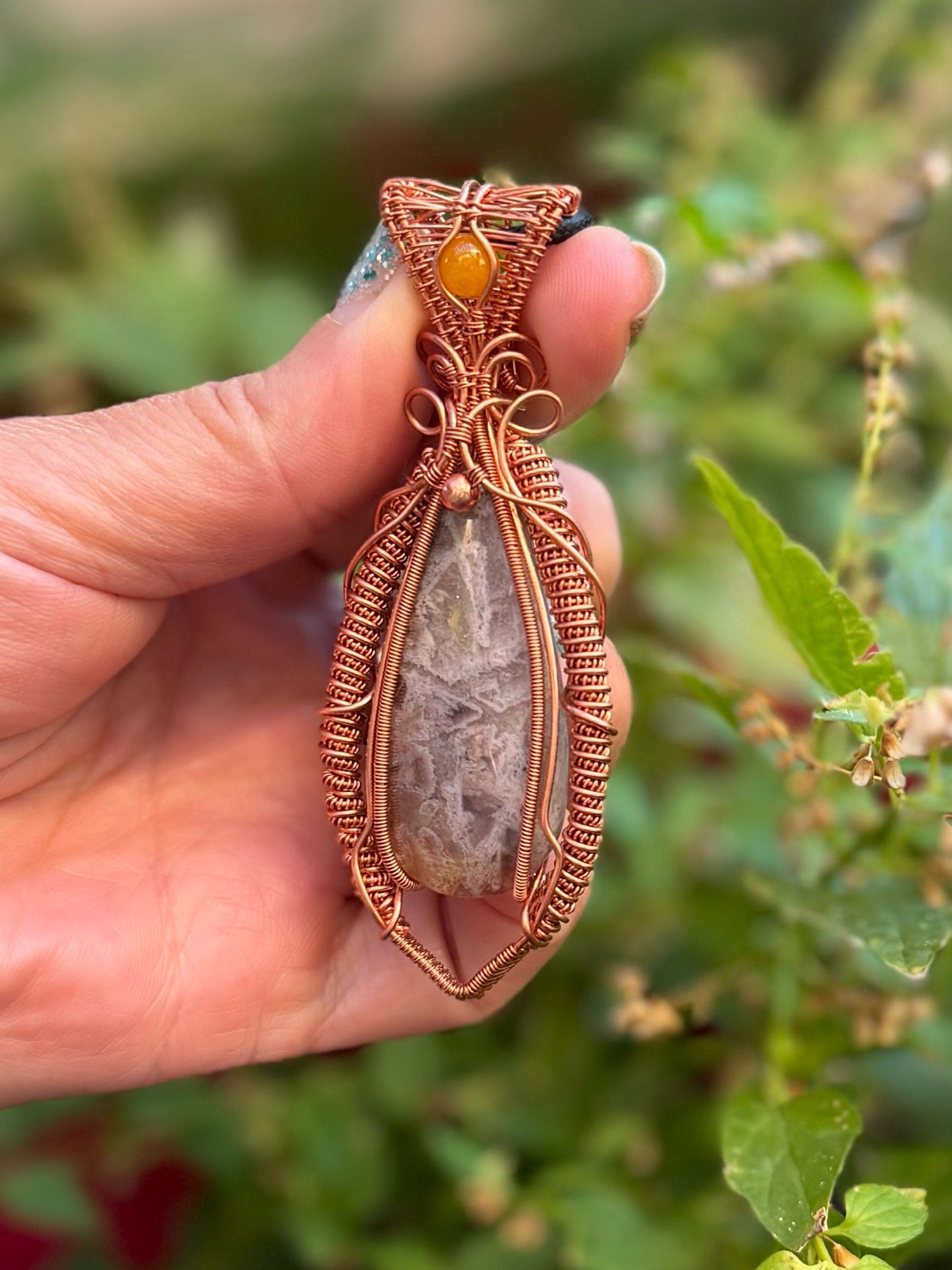 Chalcedony & Gold Agate in Copper