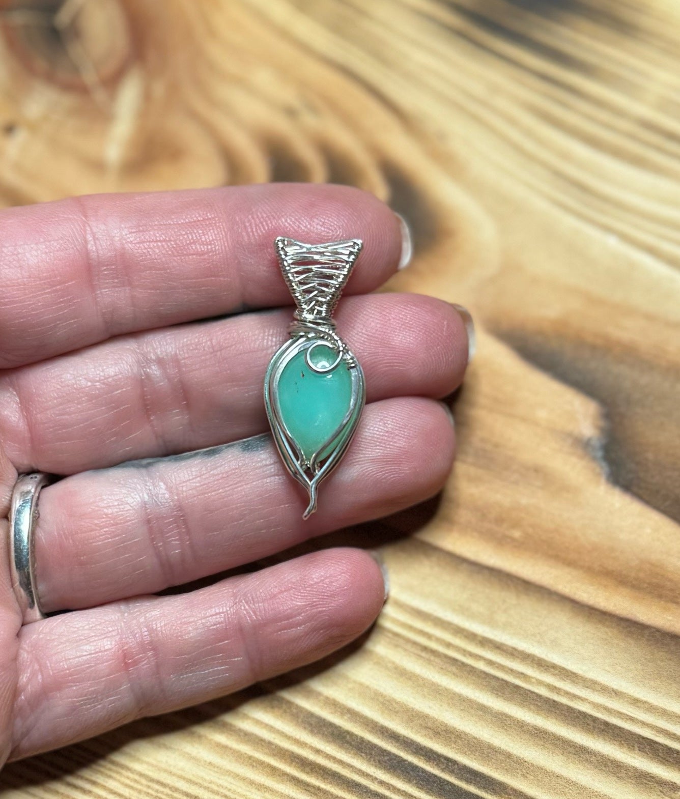 Chrysoprase in Sterling Silver Mini Pendant
