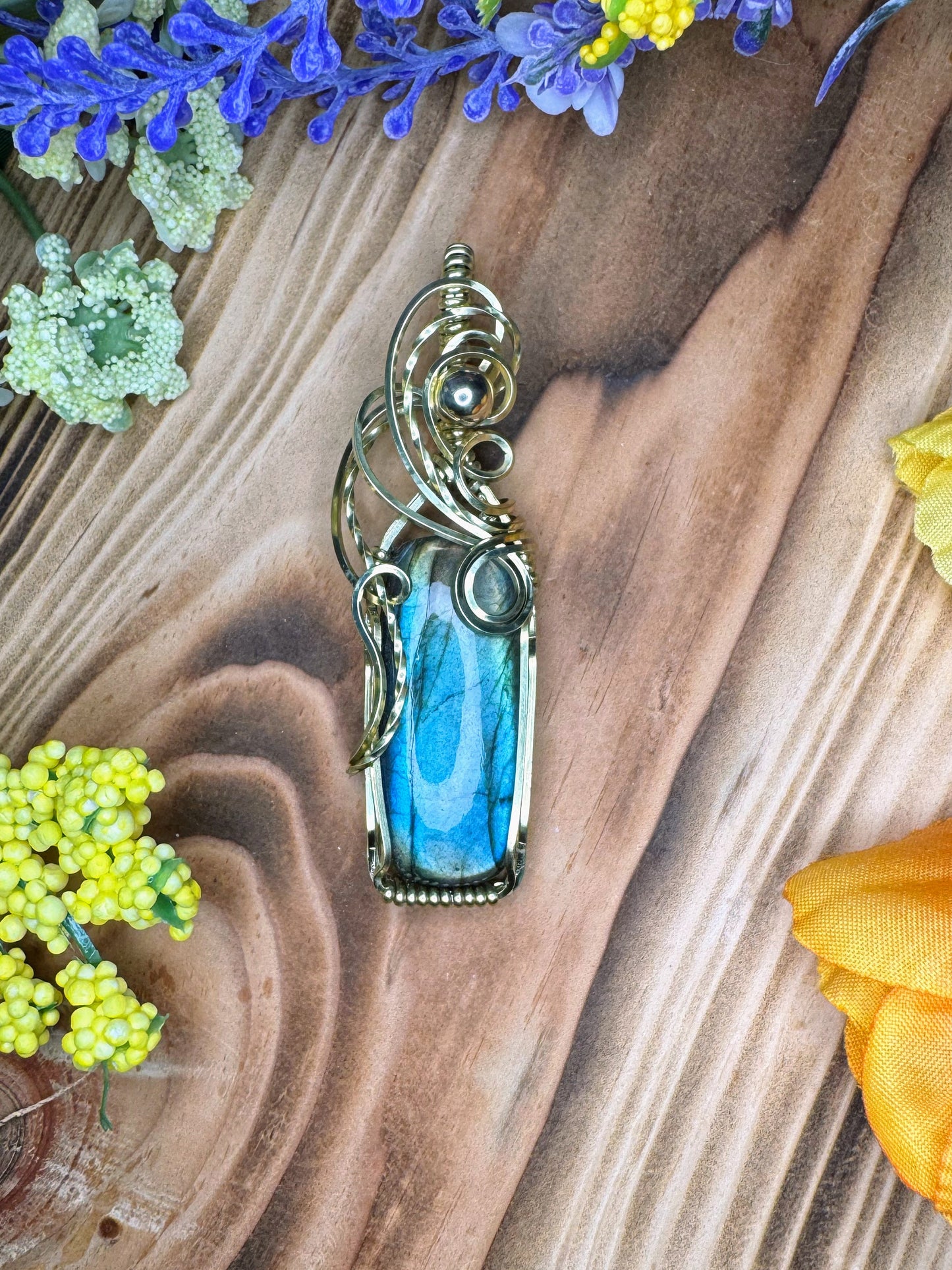 Labradorite in Brass