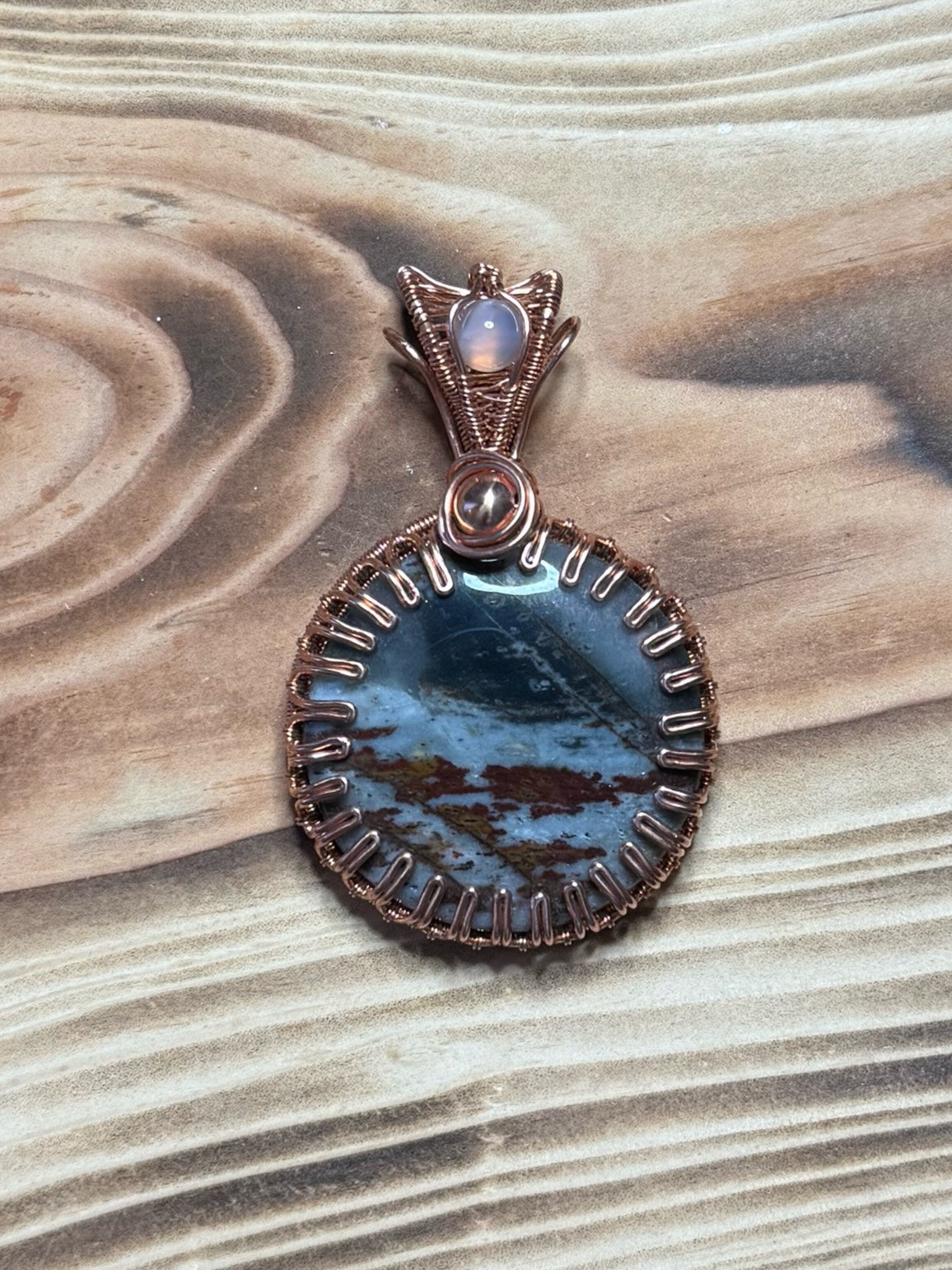 Coconut Jasper & Smoky Quartz in Copper