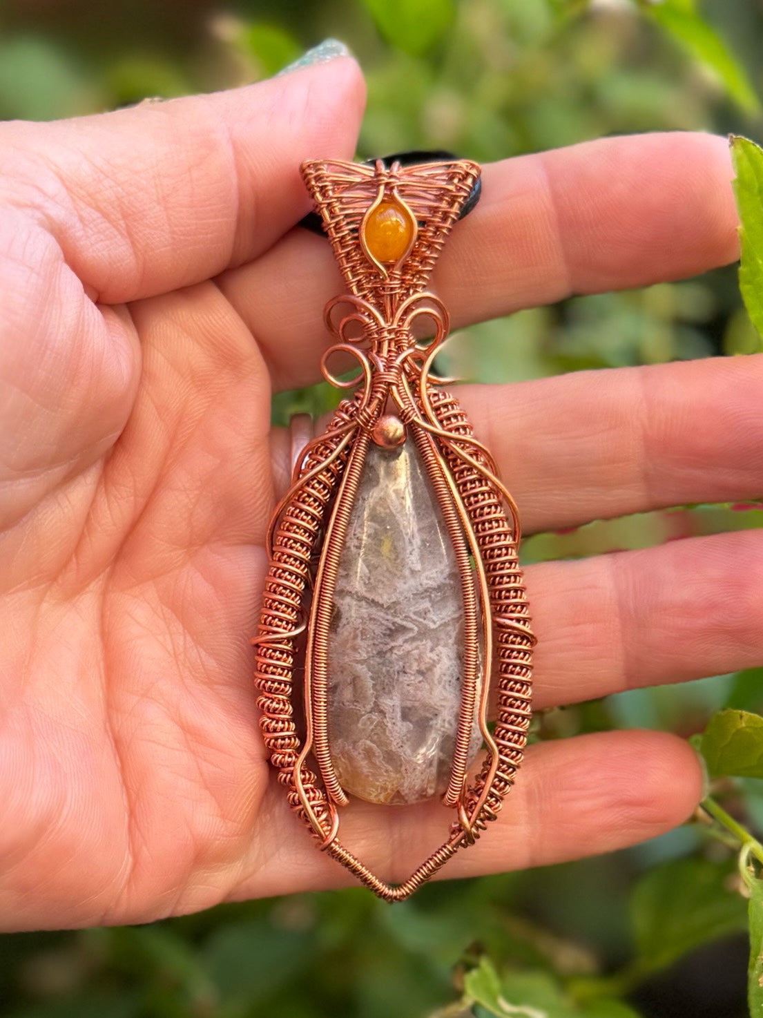 Chalcedony & Gold Agate in Copper