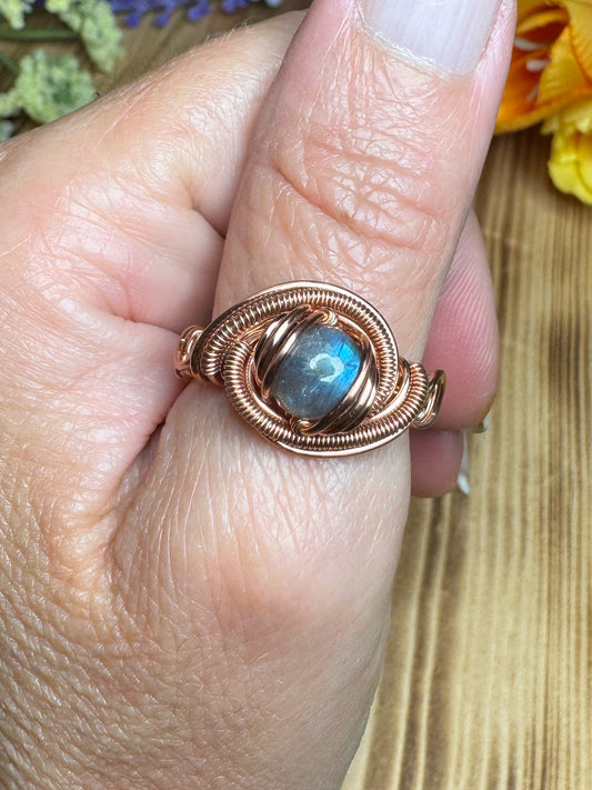 Labradorite in Copper    Size 7