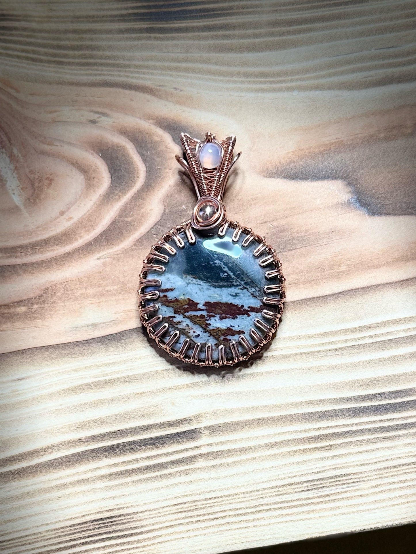 Coconut Jasper & Smoky Quartz in Copper