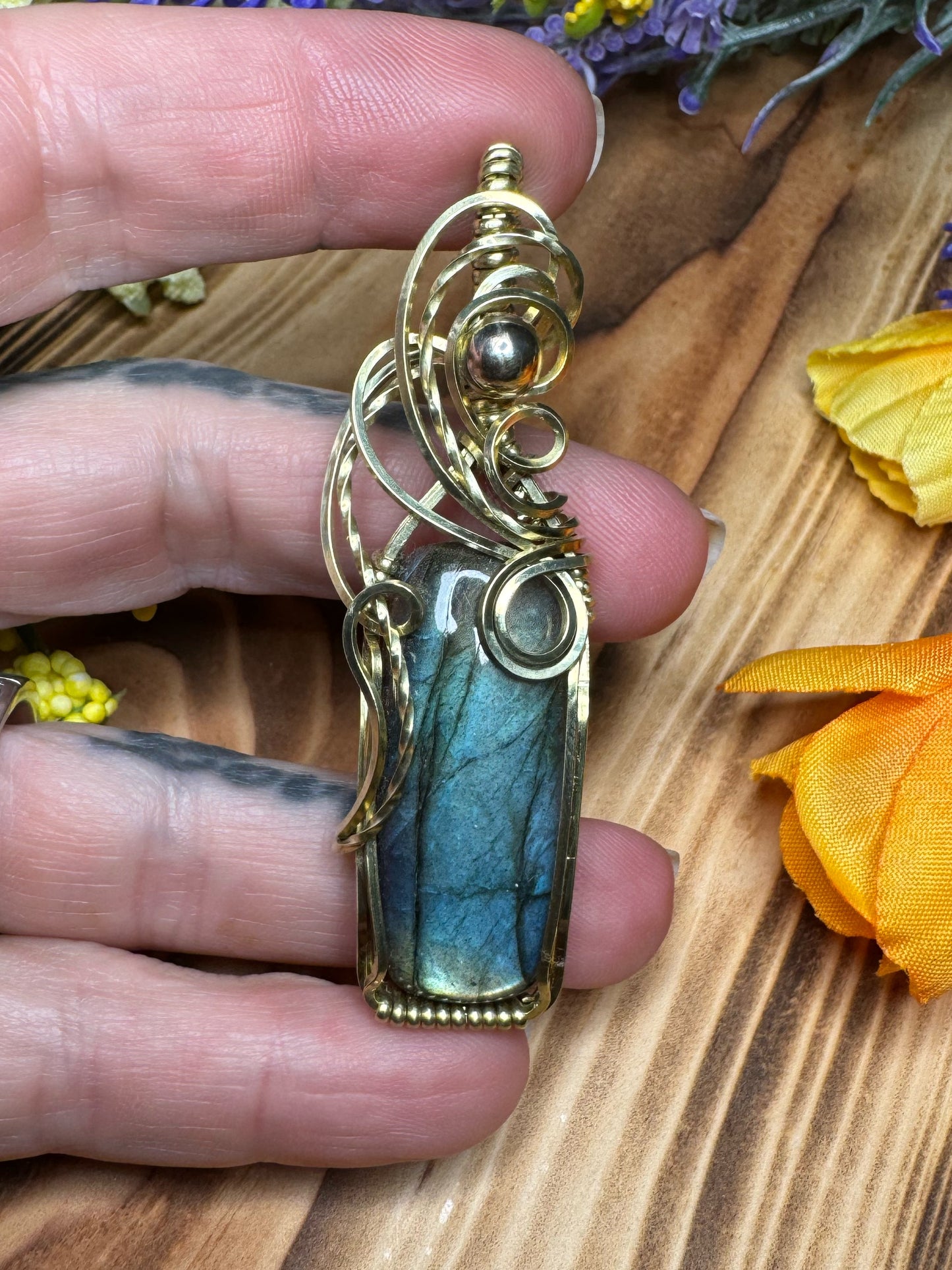 Labradorite in Brass