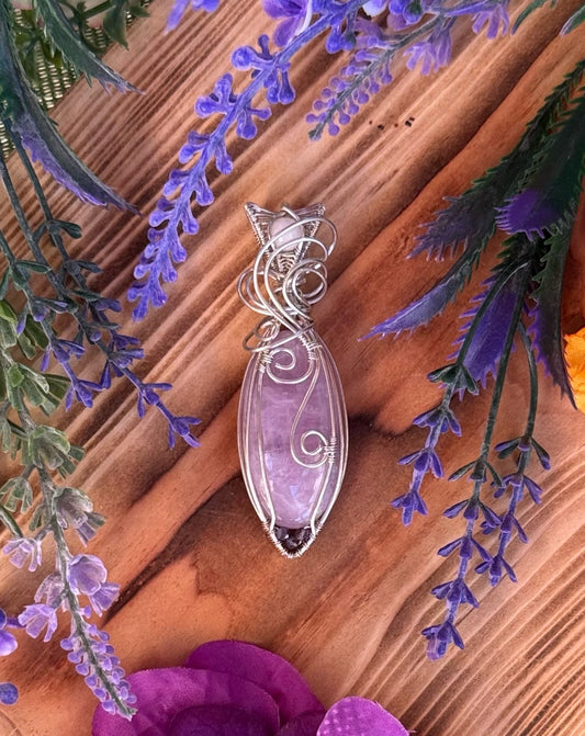 Kunzite & White Quartz & Amethyst in Sterling Silver