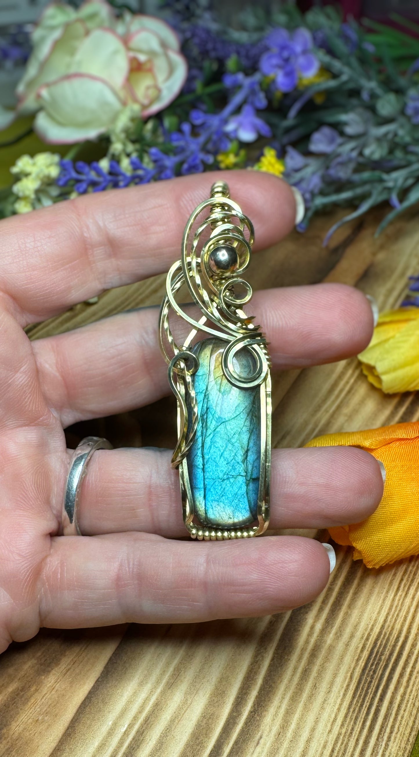 Labradorite in Brass
