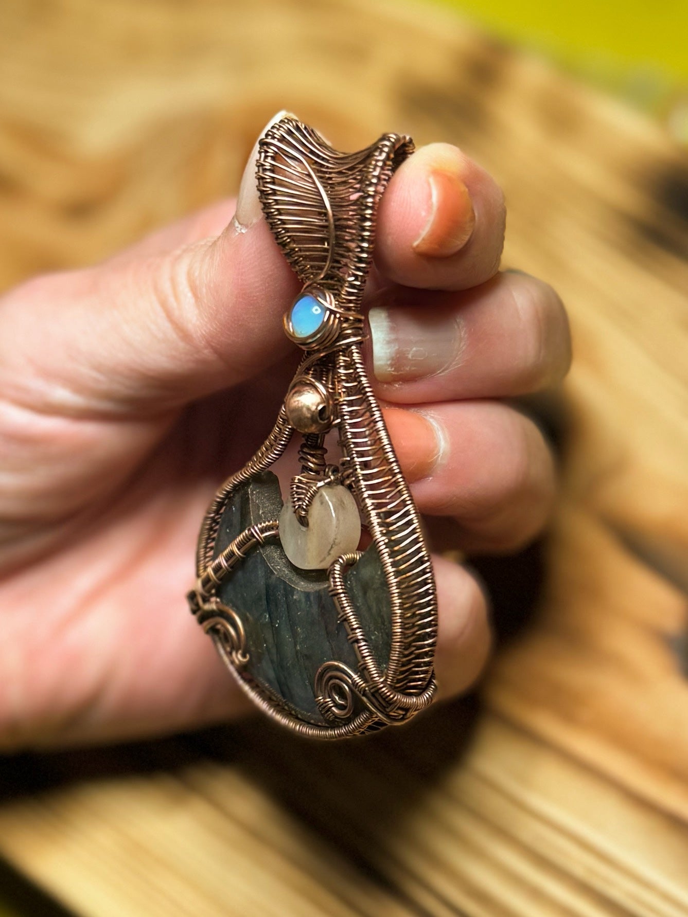 Labradorite, Moonstone & Opalite in Copper