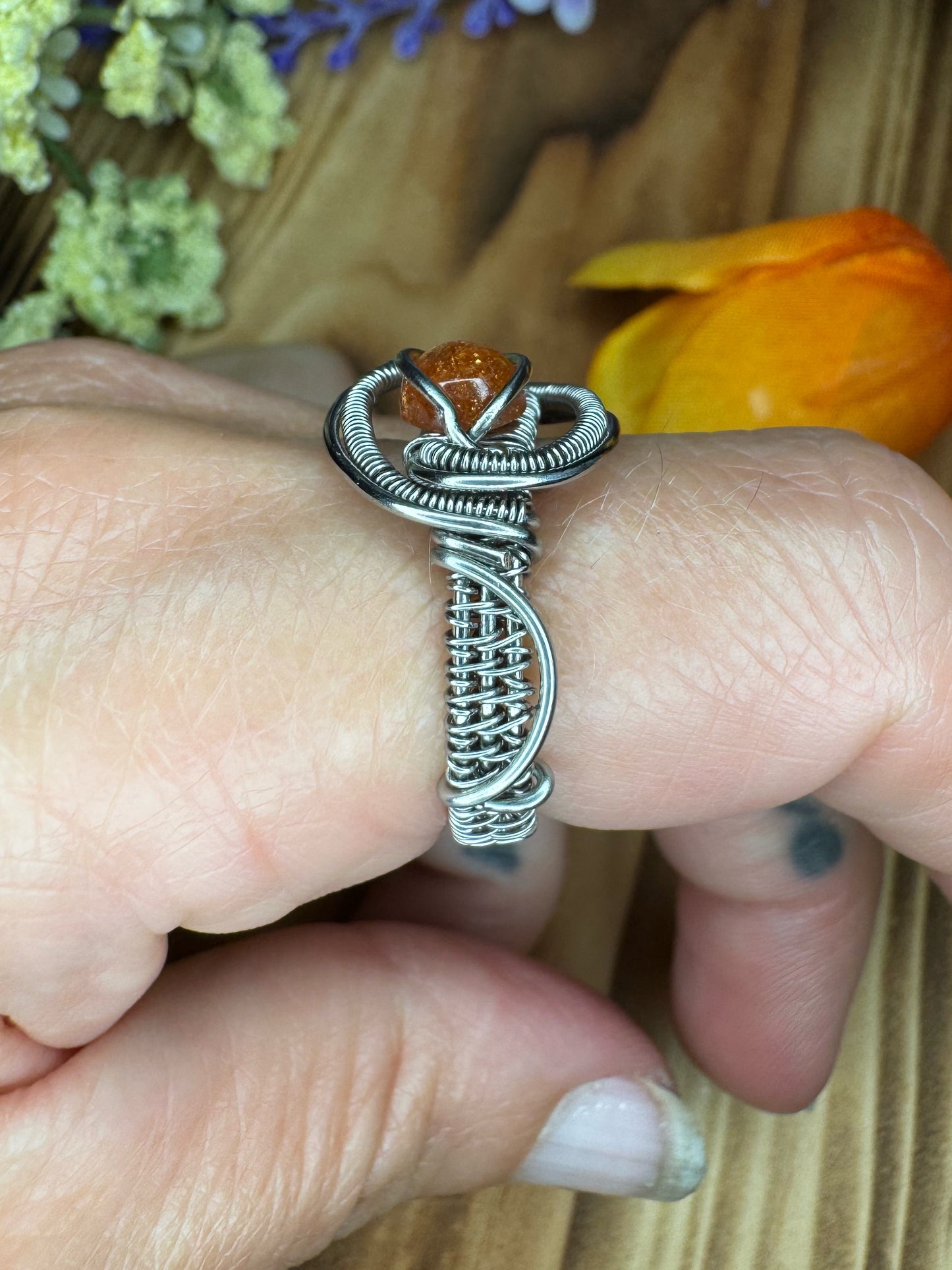 Madras Sunstone in Stainless Steel   Size 7