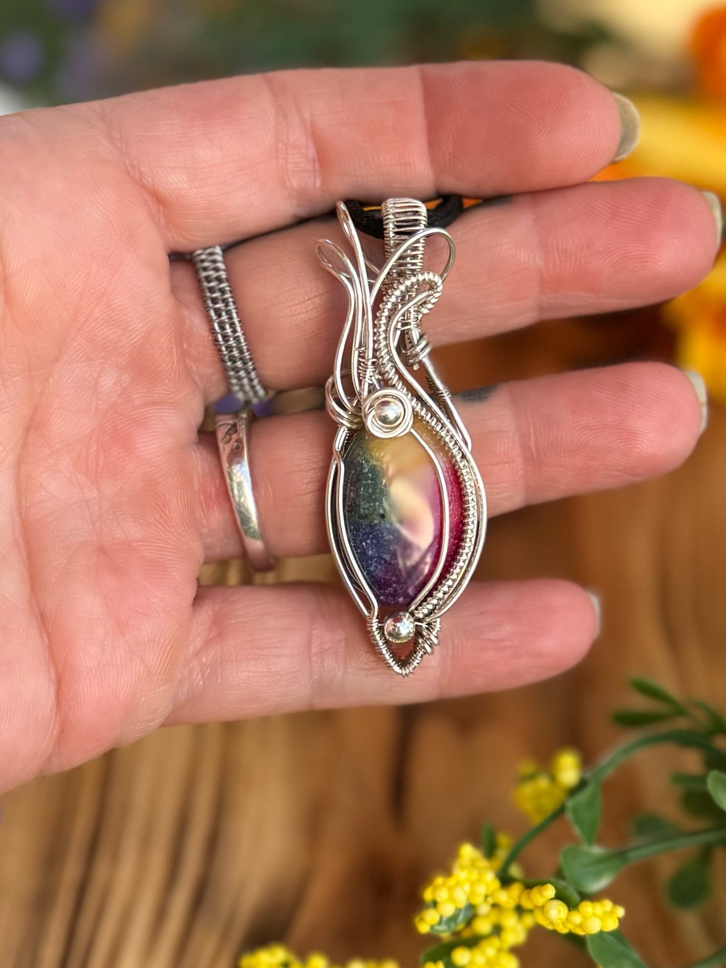 Dyed Solar Quartz in Sterling Silver