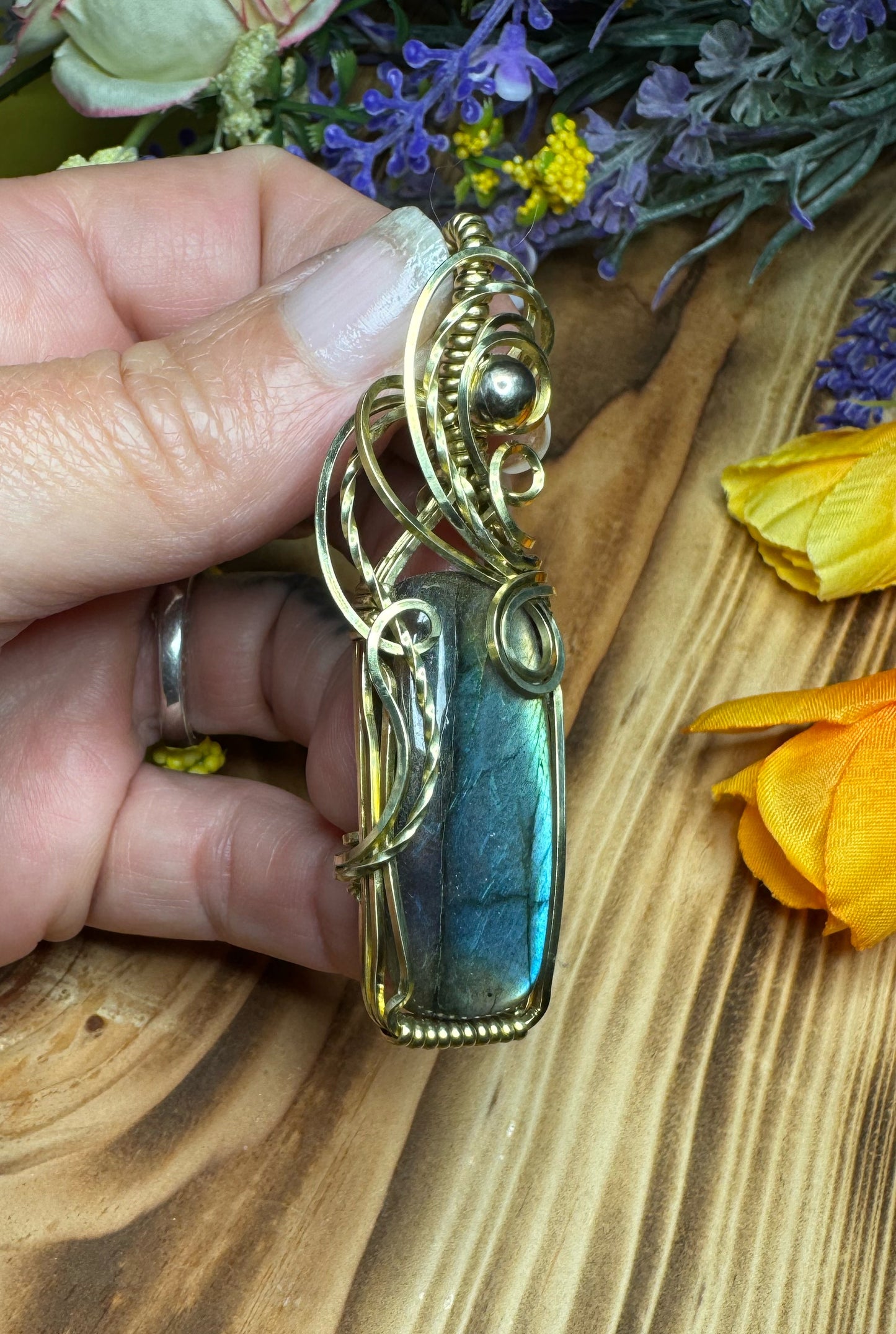 Labradorite in Brass