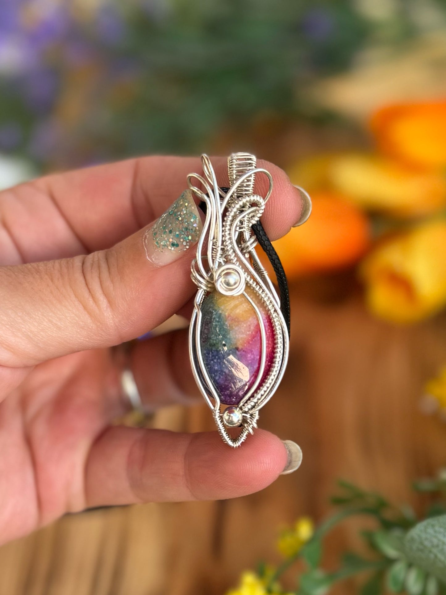 Dyed Solar Quartz in Sterling Silver