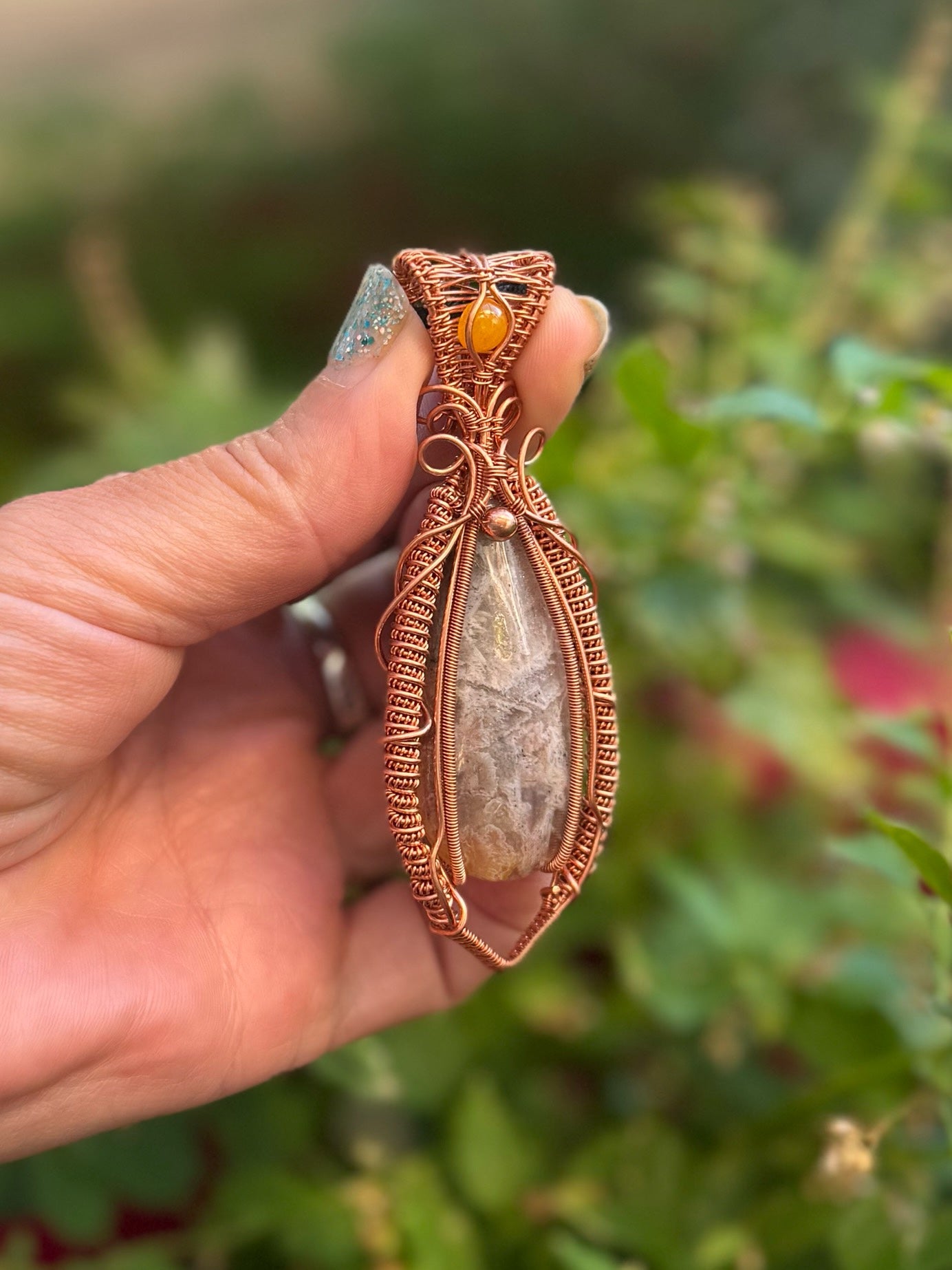 Chalcedony & Gold Agate in Copper