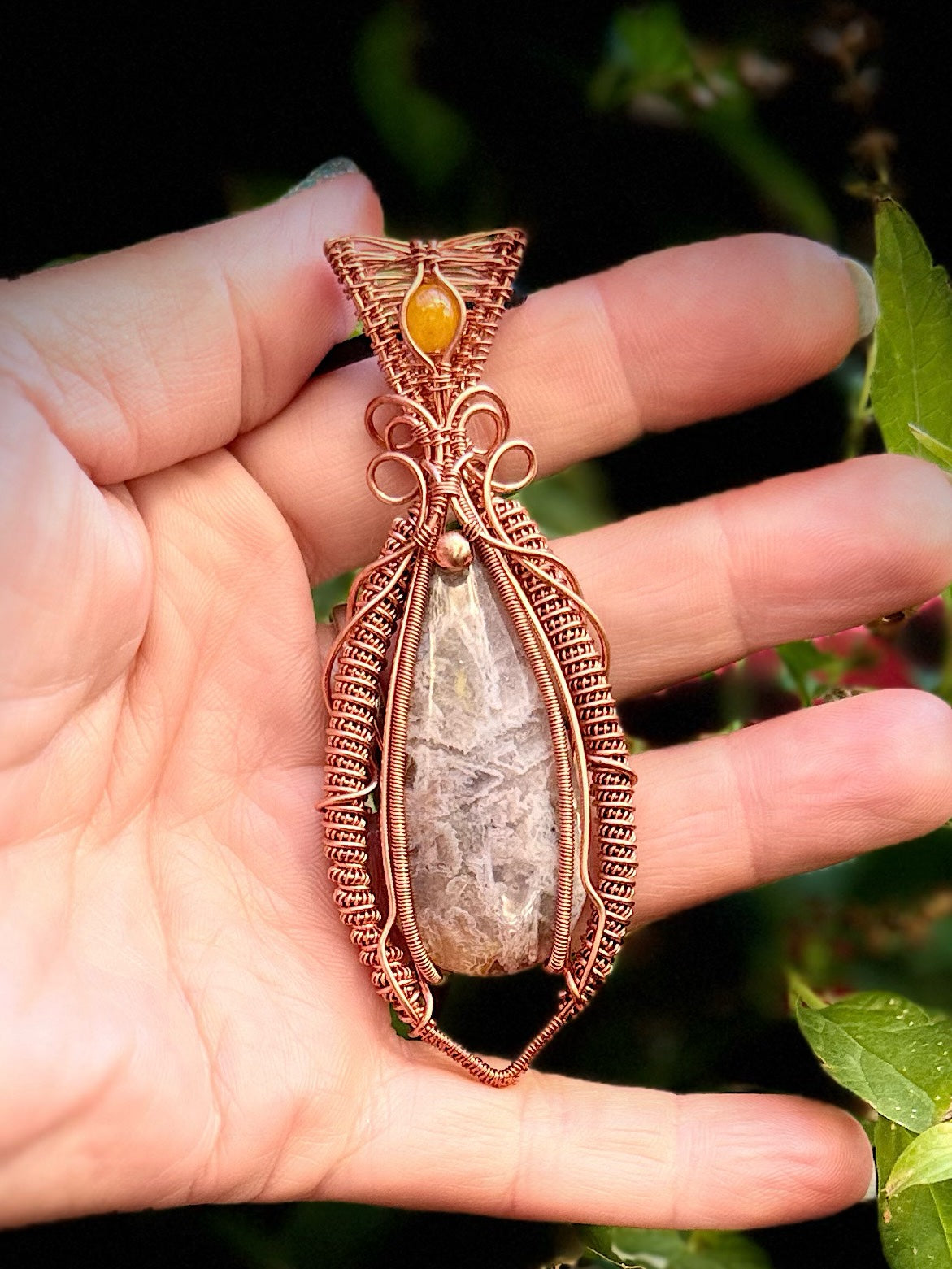 Chalcedony & Gold Agate in Copper