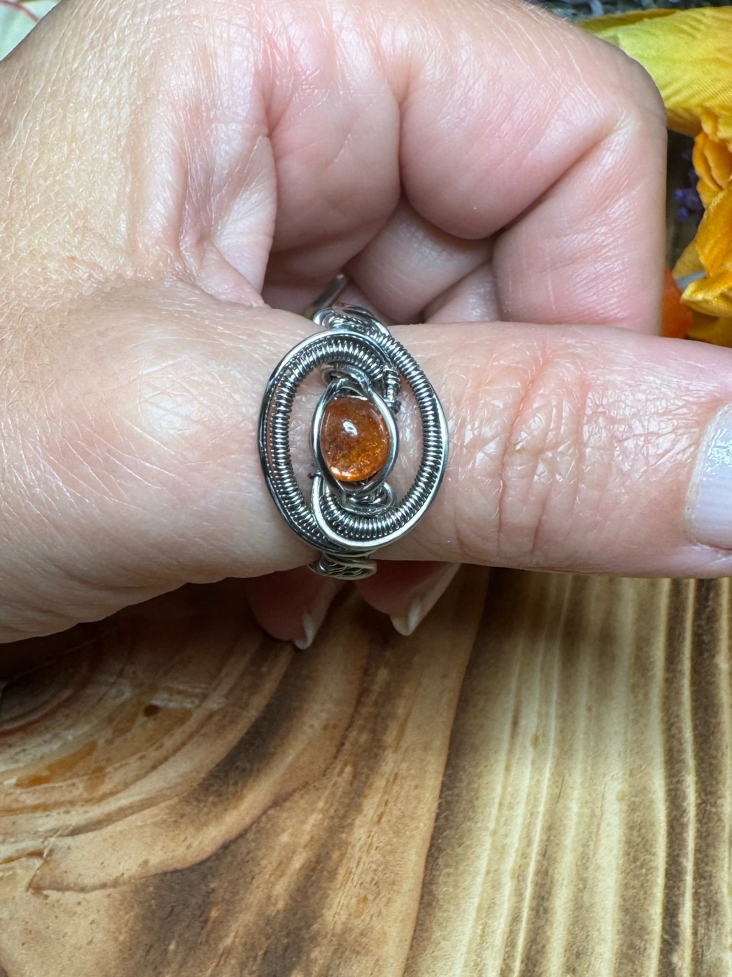 Madras Sunstone in Stainless Steel   Size 7