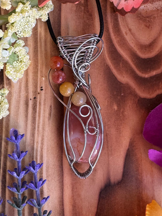 Peach Agate in Stainless Steel