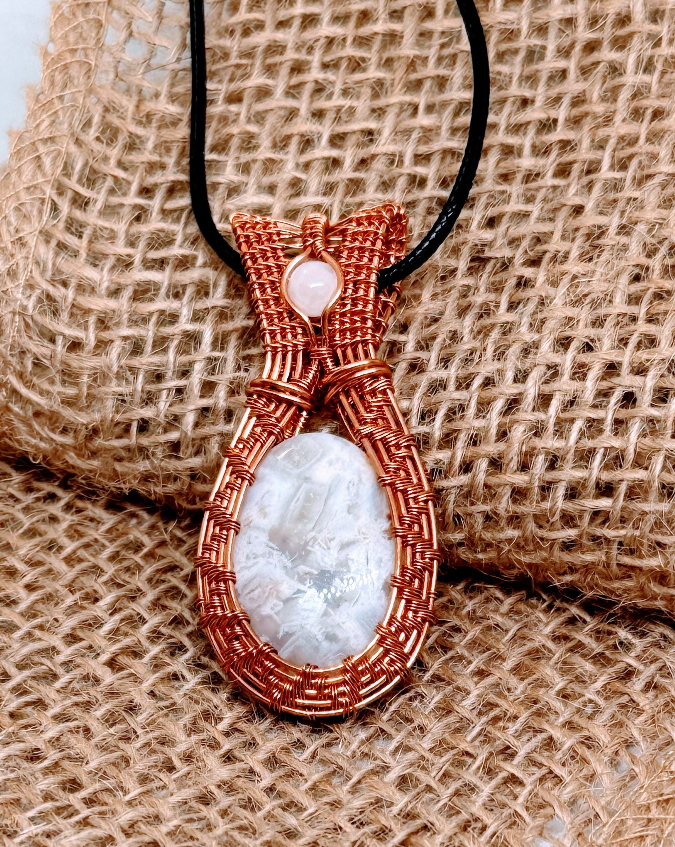Chalcedony & Rose Quartz in Copper