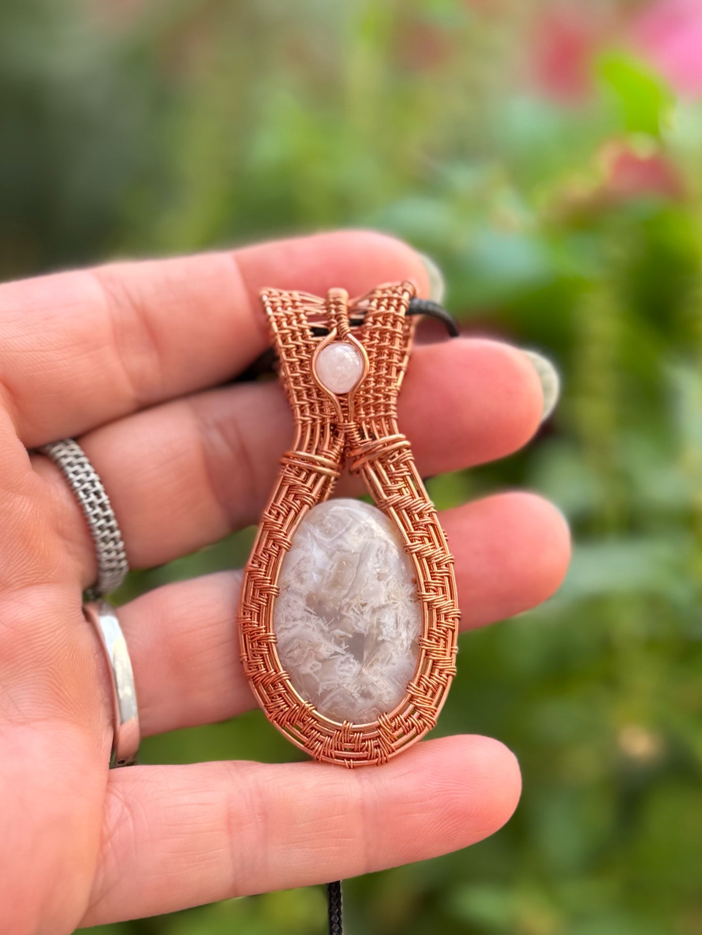 Chalcedony & Rose Quartz in Copper