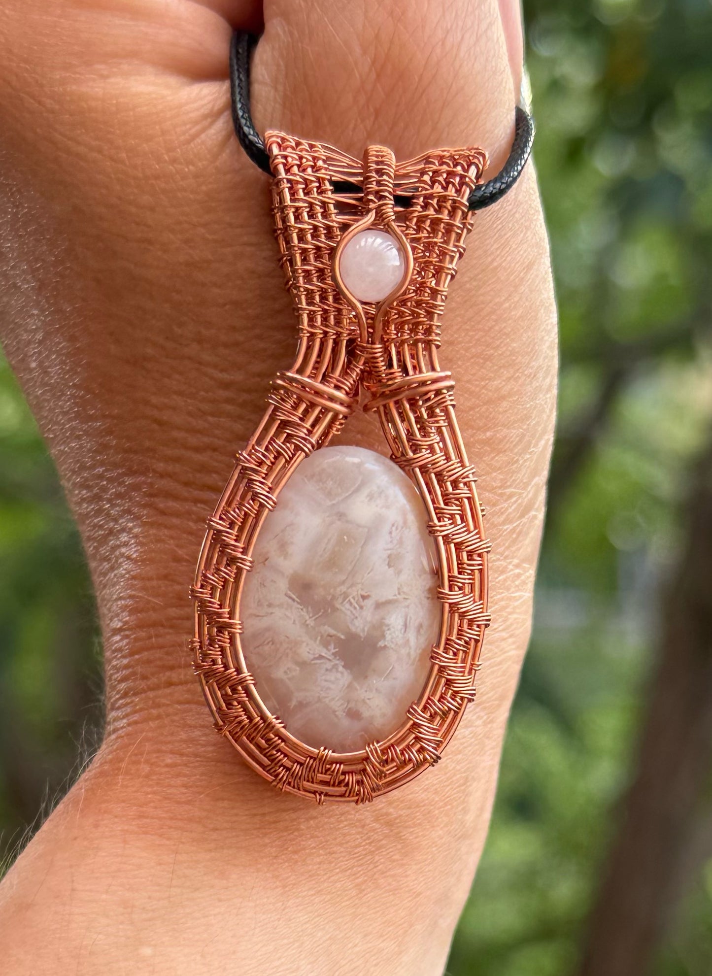 Chalcedony & Rose Quartz in Copper