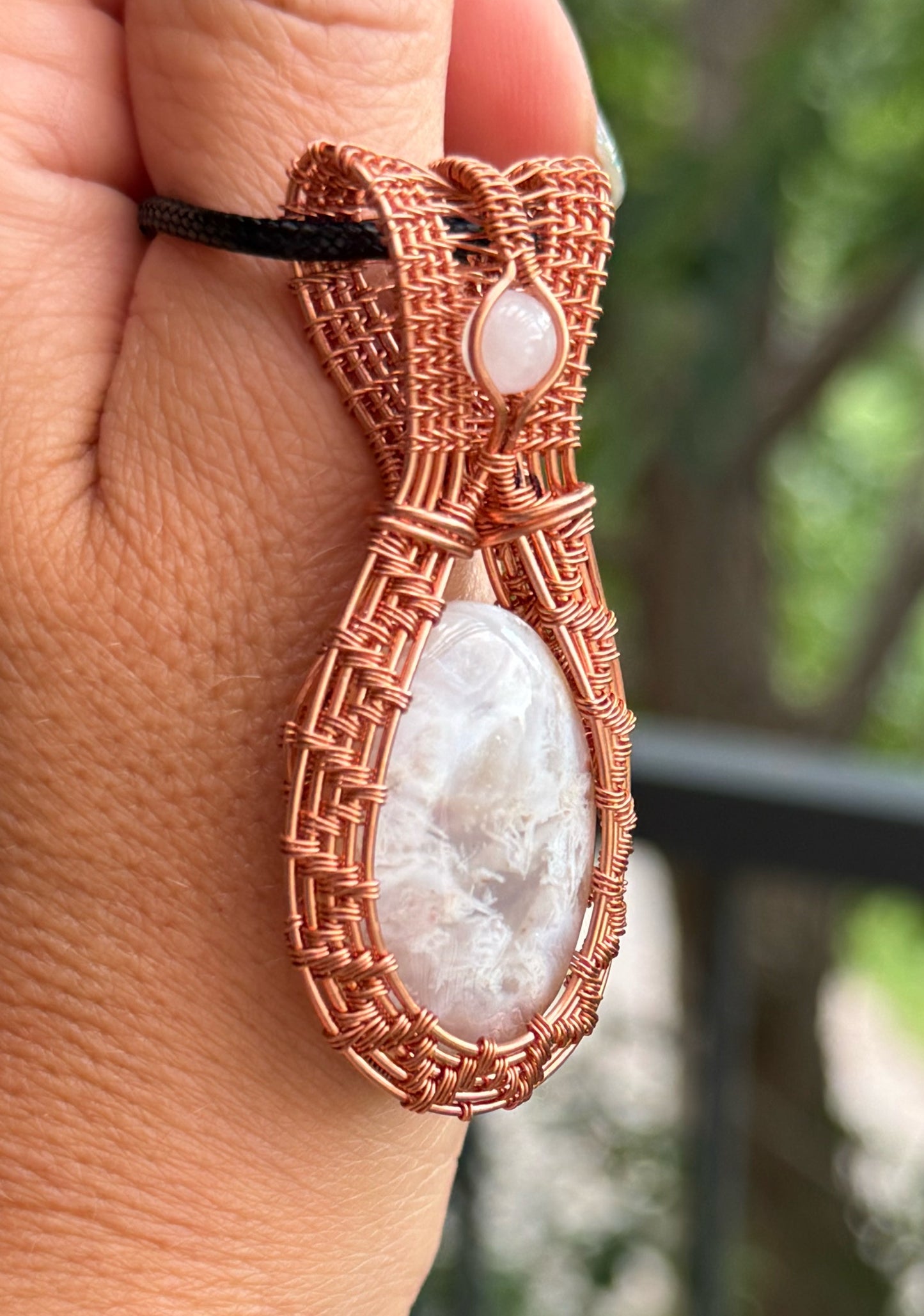 Chalcedony & Rose Quartz in Copper